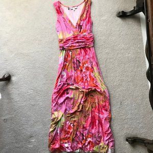 Jennifer Lopez Pink Tropical Maxi Dress size small